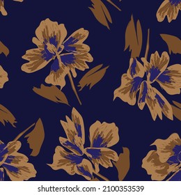 Floral brush strokes seamless pattern background for fashion textiles, graphics, backgrounds and crafts