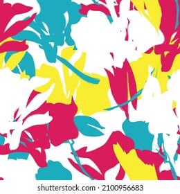 Floral brush strokes seamless pattern background for fashion textiles, graphics, backgrounds and crafts