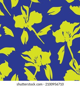 Rodajes de pincel floral fondo de patrón sin fisuras para textiles de moda, gráficos, fondos y artesanías
