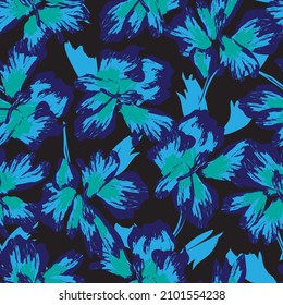 Rodajes de pincel floral fondo de patrón sin fisuras para textiles de moda, gráficos, fondos y artesanías