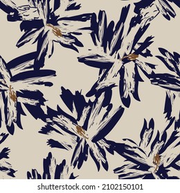 Floral Brush Strokes Seamless Pattern Background For Fashion Textiles, Graphics, Backgrounds And Crafts