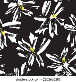 Rodajes de pincel floral fondo de patrón sin fisuras para textiles de moda, gráficos, fondos y artesanías