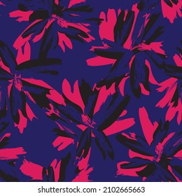 Floral brush strokes seamless pattern background for fashion textiles, graphics, backgrounds and crafts