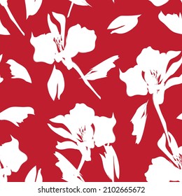 Floral brush strokes seamless pattern background for fashion textiles, graphics, backgrounds and crafts