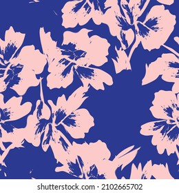 Floral brush strokes seamless pattern background for fashion textiles, graphics, backgrounds and crafts