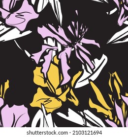 Floral brush strokes seamless pattern background for fashion textiles, graphics, backgrounds and crafts