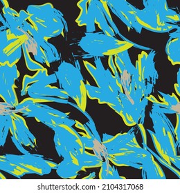 Floral brush strokes seamless pattern background for fashion textiles, graphics, backgrounds and crafts