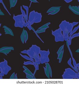 Floral brush strokes seamless pattern background for fashion textiles, graphics, backgrounds and crafts