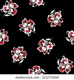 Floral brush strokes seamless pattern design for fashion textiles, graphics, backgrounds and crafts