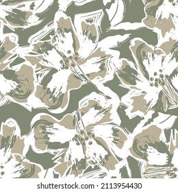 Floral brush strokes seamless pattern design for fashion textiles, graphics, backgrounds and crafts