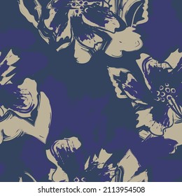 Floral brush strokes seamless pattern design for fashion textiles, graphics, backgrounds and crafts