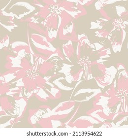 Floral brush strokes seamless pattern design for fashion textiles, graphics, backgrounds and crafts