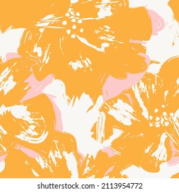 Floral brush strokes seamless pattern design for fashion textiles, graphics, backgrounds and crafts