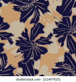 Floral brush strokes seamless pattern design for fashion textiles, graphics, backgrounds and crafts