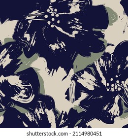 Floral brush strokes seamless pattern design for fashion textiles, graphics, backgrounds and crafts