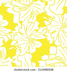 Floral brush strokes seamless pattern design for fashion textiles, graphics, backgrounds and crafts
