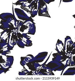 Floral brush strokes seamless pattern design for fashion textiles, graphics, backgrounds and crafts