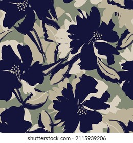 Floral brush strokes seamless pattern design for fashion textiles, graphics, backgrounds and crafts