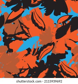 Floral brush strokes seamless pattern design for fashion textiles, graphics, backgrounds and crafts