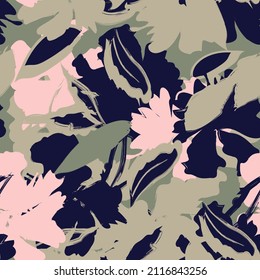 Floral brush strokes seamless pattern design for fashion textiles, graphics, backgrounds and crafts