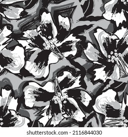 Floral brush strokes seamless pattern design for fashion textiles, graphics, backgrounds and crafts
