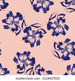 Floral brush strokes seamless pattern design for fashion textiles, graphics, backgrounds and crafts