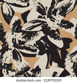 Floral brush strokes seamless pattern design for fashion textiles, graphics, backgrounds and crafts