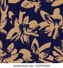 Floral brush strokes seamless pattern design for fashion textiles, graphics, backgrounds and crafts