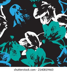 Floral brush strokes seamless pattern design for fashion textiles, graphics, backgrounds and crafts