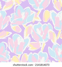 Floral brush strokes seamless pattern design for fashion textiles, graphics, backgrounds and crafts