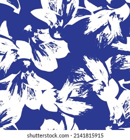 Floral brush strokes seamless pattern design for fashion textiles, graphics, backgrounds and crafts