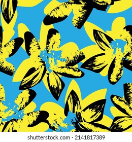 Floral brush strokes seamless pattern design for fashion textiles, graphics, backgrounds and crafts