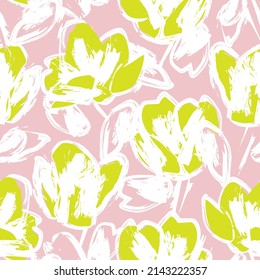 Floral brush strokes seamless pattern design for fashion textiles, graphics, backgrounds and crafts