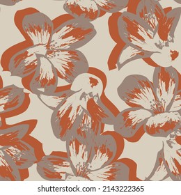 Floral brush strokes seamless pattern design for fashion textiles, graphics, backgrounds and crafts