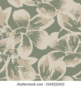 Floral brush strokes seamless pattern design for fashion textiles, graphics, backgrounds and crafts