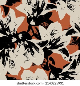 Floral brush strokes seamless pattern design for fashion textiles, graphics, backgrounds and crafts