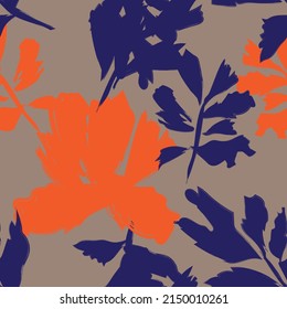 Floral brush strokes seamless pattern design for fashion textiles, graphics, backgrounds and crafts