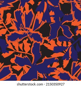 Floral brush strokes seamless pattern design for fashion textiles, graphics, backgrounds and crafts