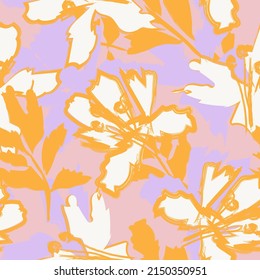 Floral brush strokes seamless pattern design for fashion textiles, graphics, backgrounds and crafts
