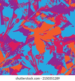 Floral brush strokes seamless pattern design for fashion textiles, graphics, backgrounds and crafts