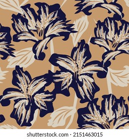 Floral brush strokes seamless pattern design for fashion textiles, graphics, backgrounds and crafts