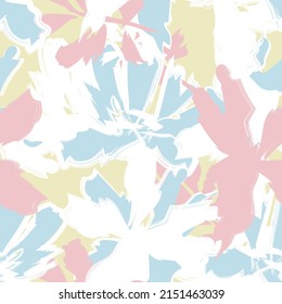 Floral brush strokes seamless pattern design for fashion textiles, graphics, backgrounds and crafts