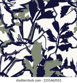Floral brush strokes seamless pattern design for fashion textiles, graphics, backgrounds and crafts