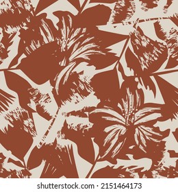 Floral brush strokes seamless pattern design for fashion textiles, graphics, backgrounds and crafts