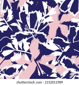 Floral brush strokes seamless pattern design for fashion textiles, graphics, backgrounds and crafts
