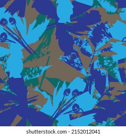 Floral brush strokes seamless pattern design for fashion textiles, graphics, backgrounds and crafts