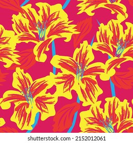 Floral brush strokes seamless pattern design for fashion textiles, graphics, backgrounds and crafts