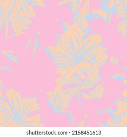 Floral brush strokes seamless pattern design for fashion textiles, graphics, backgrounds and crafts