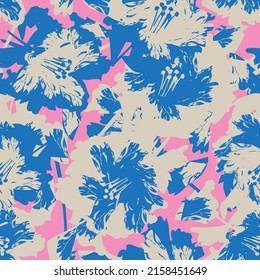 Floral brush strokes seamless pattern design for fashion textiles, graphics, backgrounds and crafts