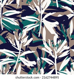 Floral brush strokes seamless pattern design for fashion textiles, graphics, backgrounds and crafts